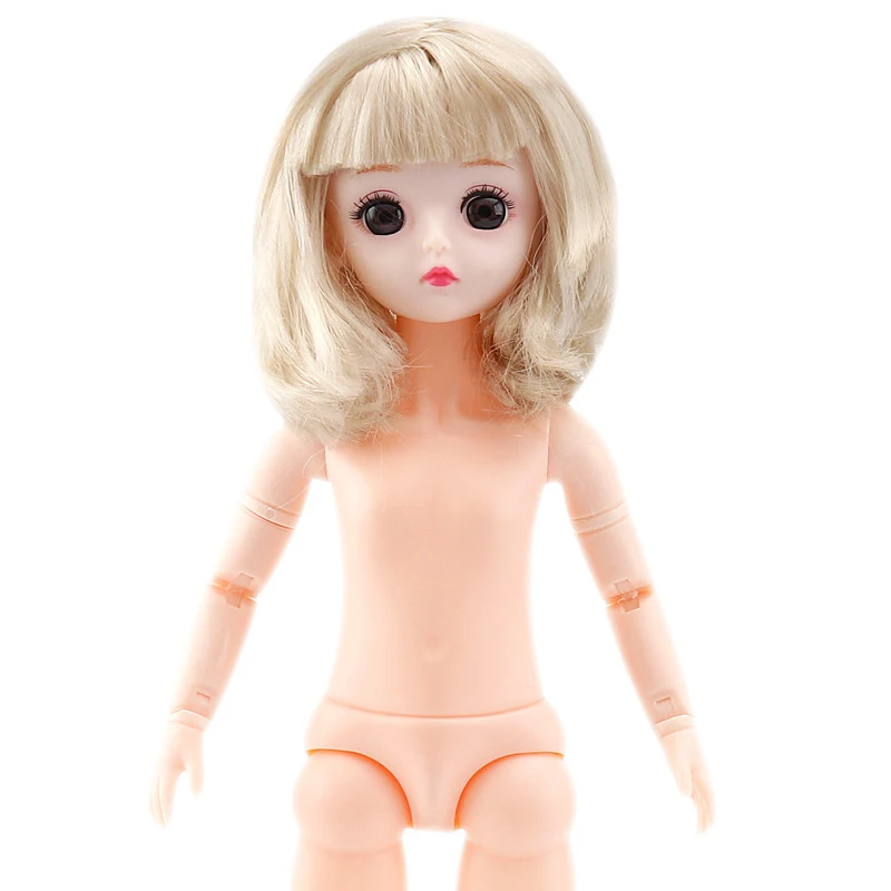 

12 Inch 30cm Bjd Doll 1/6 21 Joints 3D Real Eye Golden Long/Short Hair Dress Up Naked Girl Fashion Dolls Toys for Girls Diy Gift