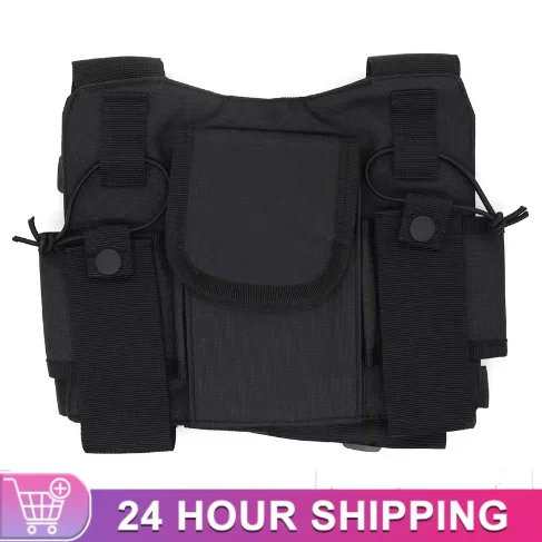 

Ham Radio Hip Hop Front Pack West Wist Pouch Holster Vest Men Tactical Chest Rig Bag for Wouxun Baofeng UV-5R UV-82 bf-888S