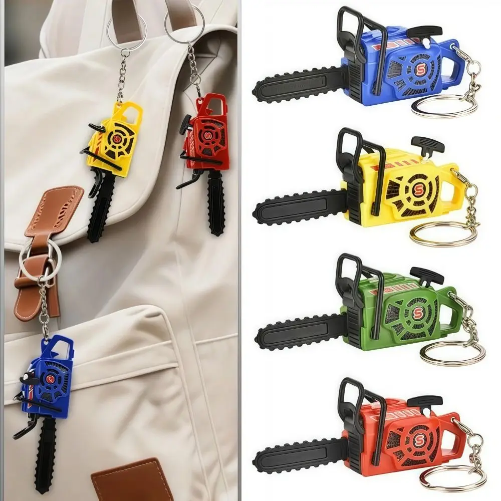 Creativity Plastic Electric Saw Keychain Realistic Pull Rope Power Saw Bag Pendant Portable Handheld Logging Saw Gift Key Decor