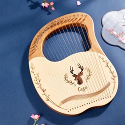 Lyre 19 Strings Lyre Harp Mahogany Wood Harp Piano Stringed Musical Instrument With Tuning Wrench Spare Strings