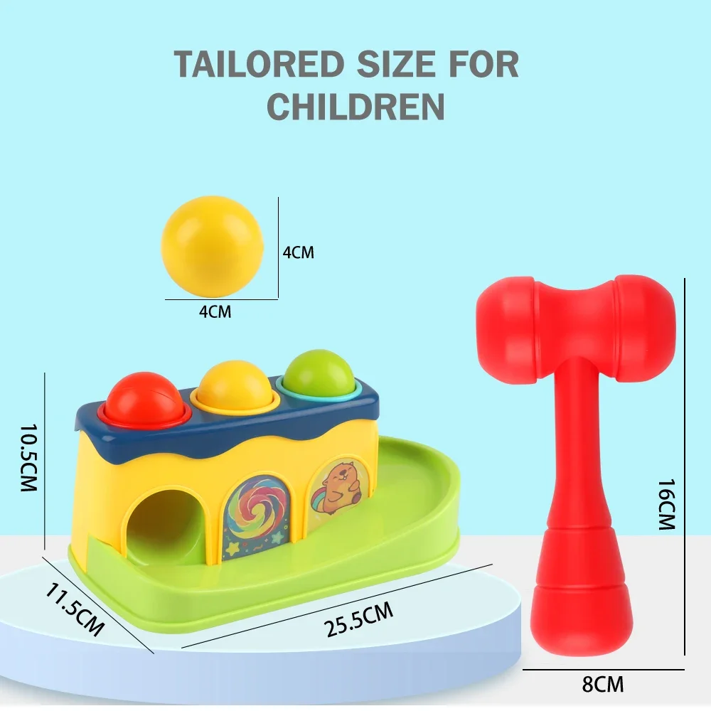 Baby with Hammer Tool Pop-up Toys Children's Preschool Educational Toys Stacking Hand Hammer Ball Box Game Gifts for Boys Girls