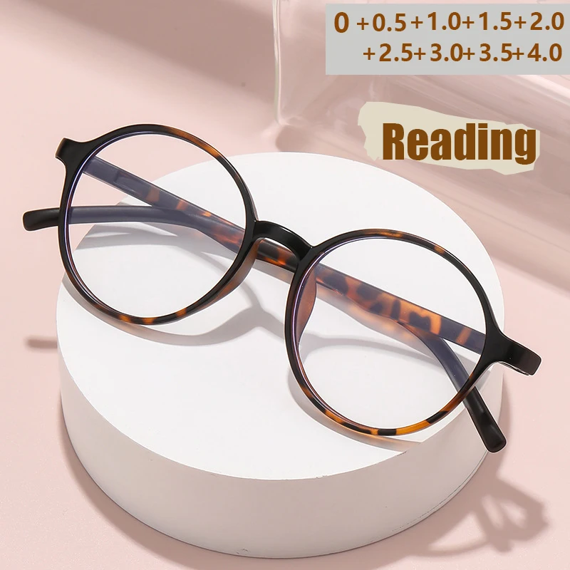 Farbblockierender, ultraleichter Brillenrahmen, einzelnes Licht, modisch, Retro, runder Rahmen, Anti-Blaulicht-Lesebrille 9653
