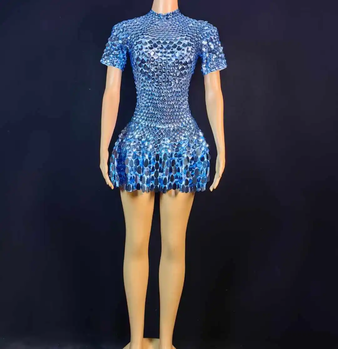

Women Shining Laser Shell Stage Wear Dancer Singer Pageant Design Dress For Drag Queen Costume 2025