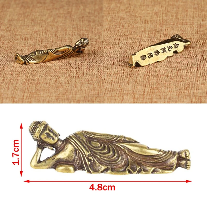 1pc Mini Retro Golden Lying Amitabha Buddha Statue Buddha Sculpture Figurines Home Decorations Accessories