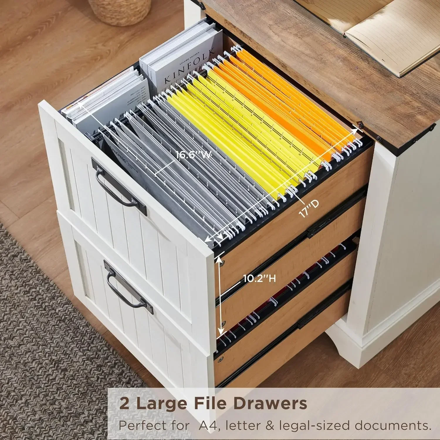 [أفضل بائع، اشترِ الآن! ]خزانة كتب مع درجين لملفين، رف كتب للمزرعة بطول 72 بوصة، خزانة خشبية ريفية من 4 طبقات للمكتب المنزلي، Livi