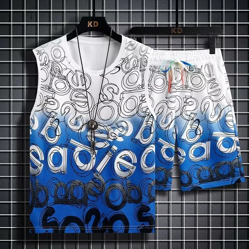 

2026 Men's New Vest Suits Summer Breathable Casual Tracksuit Japanese Style Loose Tank Top and Shorts Two-piece Set Men Clothing