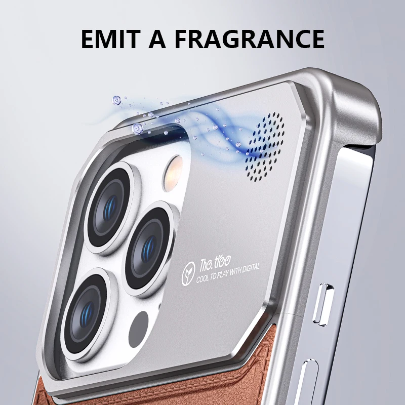 Luxury Leather Metal Phone Case for iPhone, Magsafe Wireless Charge, Aluminum Alloy, Cover for iPhone 14, 13, 15 Pro Max