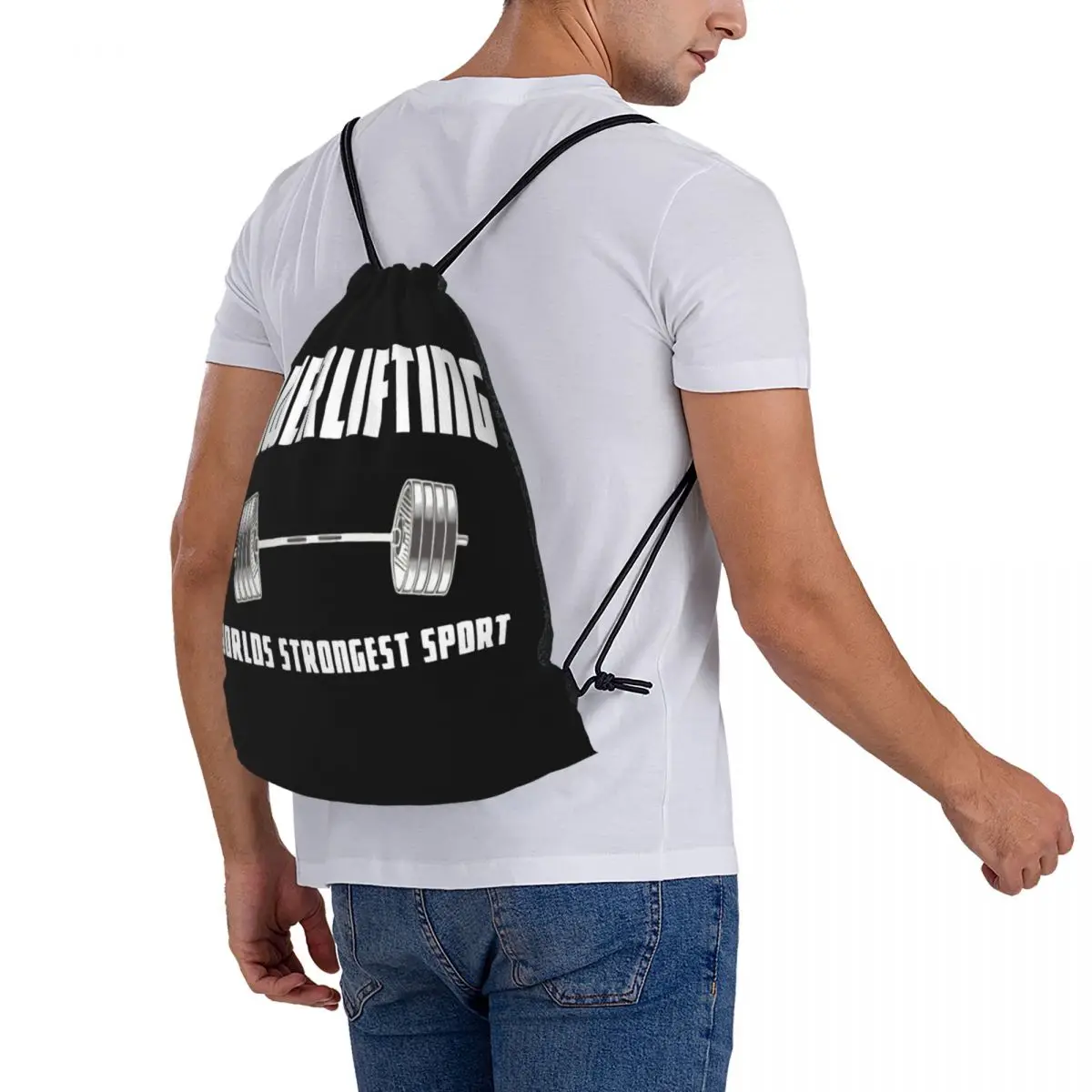 Weightlifting Gym Strongman Bench Press Deadlift Any Logo Drawstring Bag Backpack Handbag Travel Bag Game Men's Drawstring