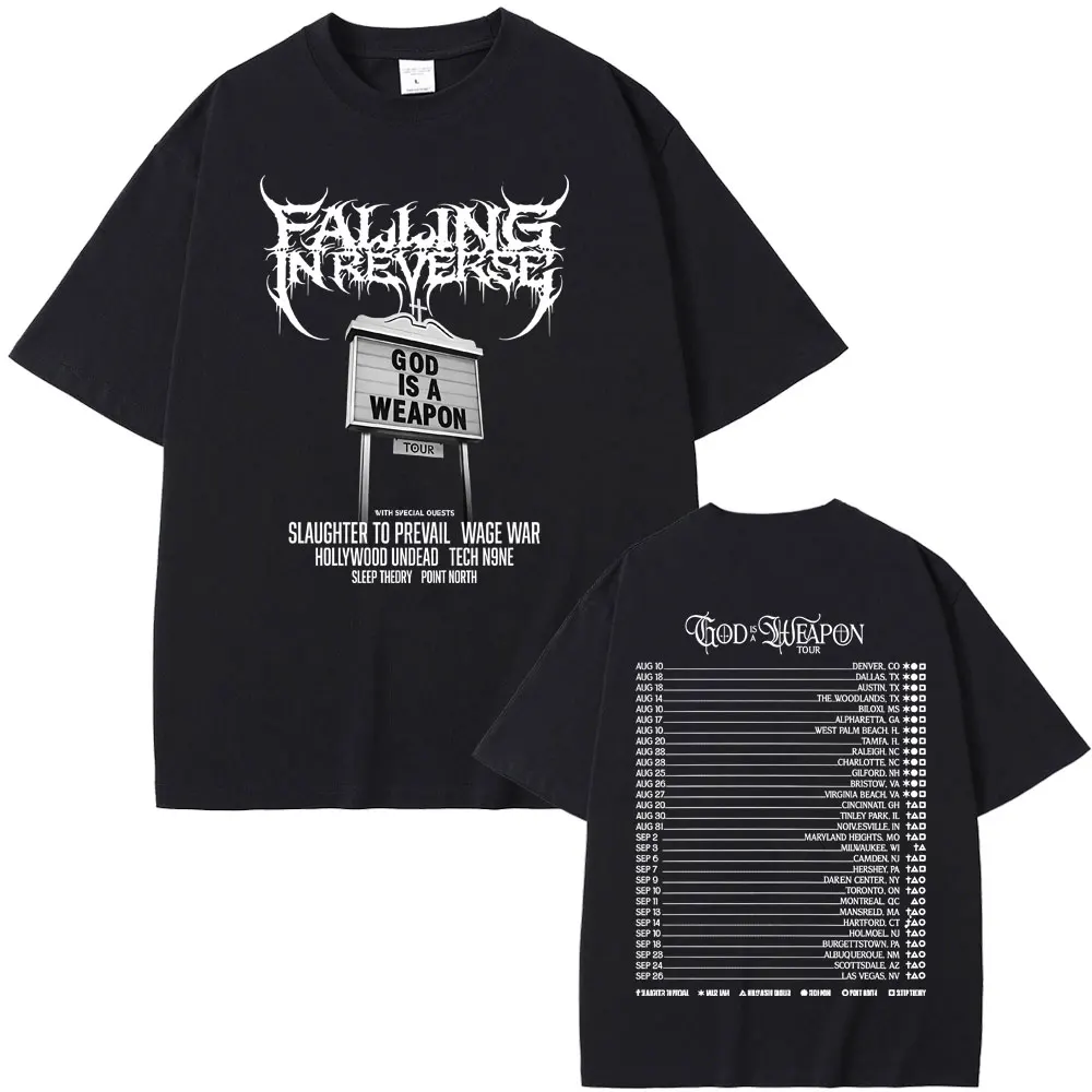 Camiseta de banda de Rock Falling in Reverse World Tour 2025, ropa de calle informal de gran tamaño para hombre y mujer, camisetas Vintage de algodón para hombre