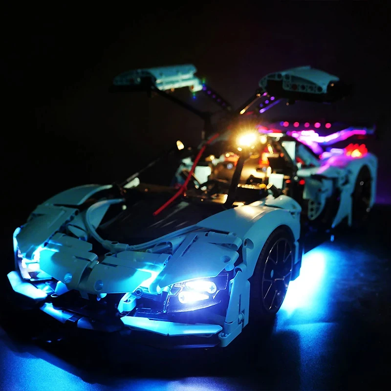 مجموعة إضاءة LED RC DIY لمجموعة مكعبات بناء السيارة الرياضية الفنية LEGO T5011 (إضاءة LED فقط، بدون نموذج كتل)