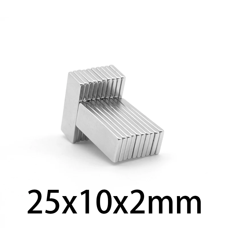 25X10X2mm block Strong Sheet Rare Earth Magnet 25x10x2 Rectangular Neodymium Magnets Thickness 2 Magnetic 25*10*2 mm