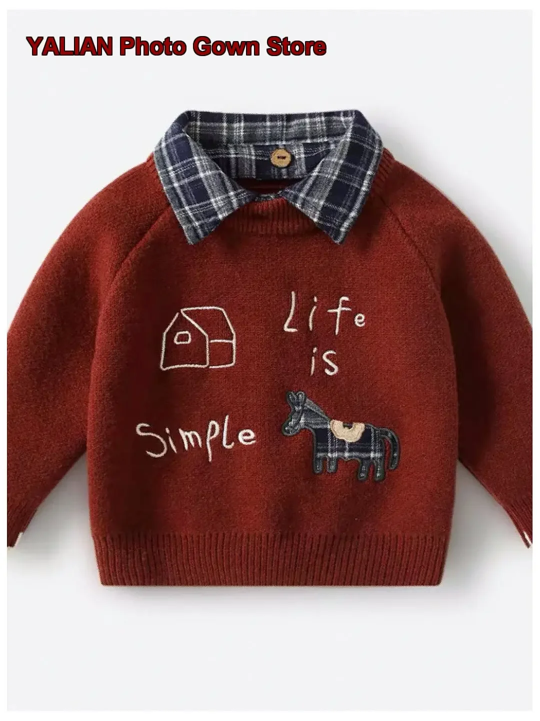 Boys Autumn Winter Stylish Warm Clothing Baby Boy Chinese Style Knit Bottoming Top Kids