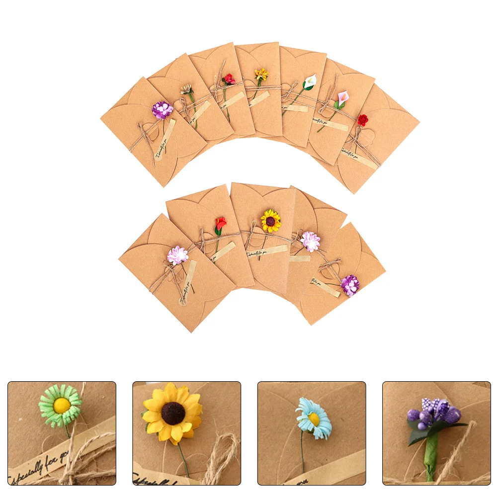 12 Pcs Vintage Greeting Cards Set With Envelopes Handmade Flower Greeting Cards Premium Paper Romantic Design Business Cards