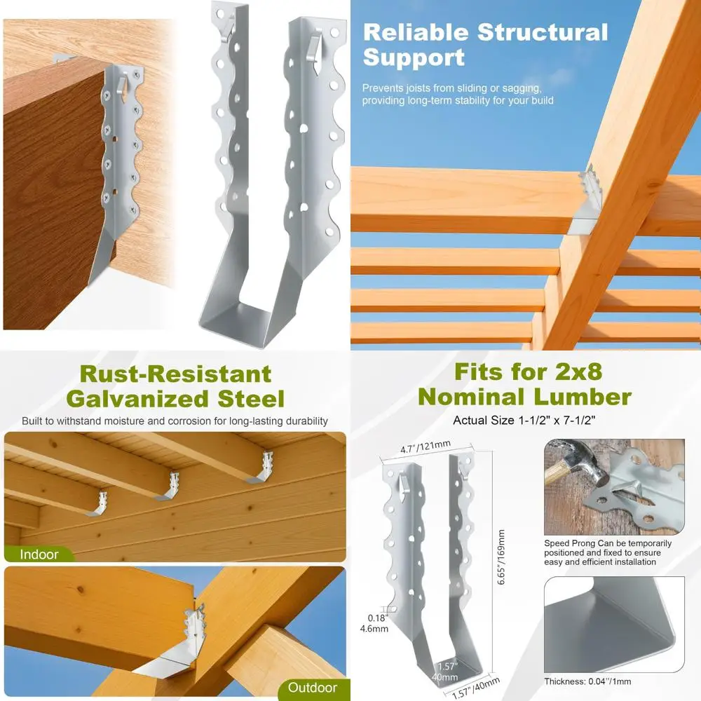 

Heavy-Duty 20 Gauge Joist Hangers, 50 Pack 2x8 Face Mount Brackets for Wood, Ideal for Decks, Floors, Ceilings, and Roofs in Hur