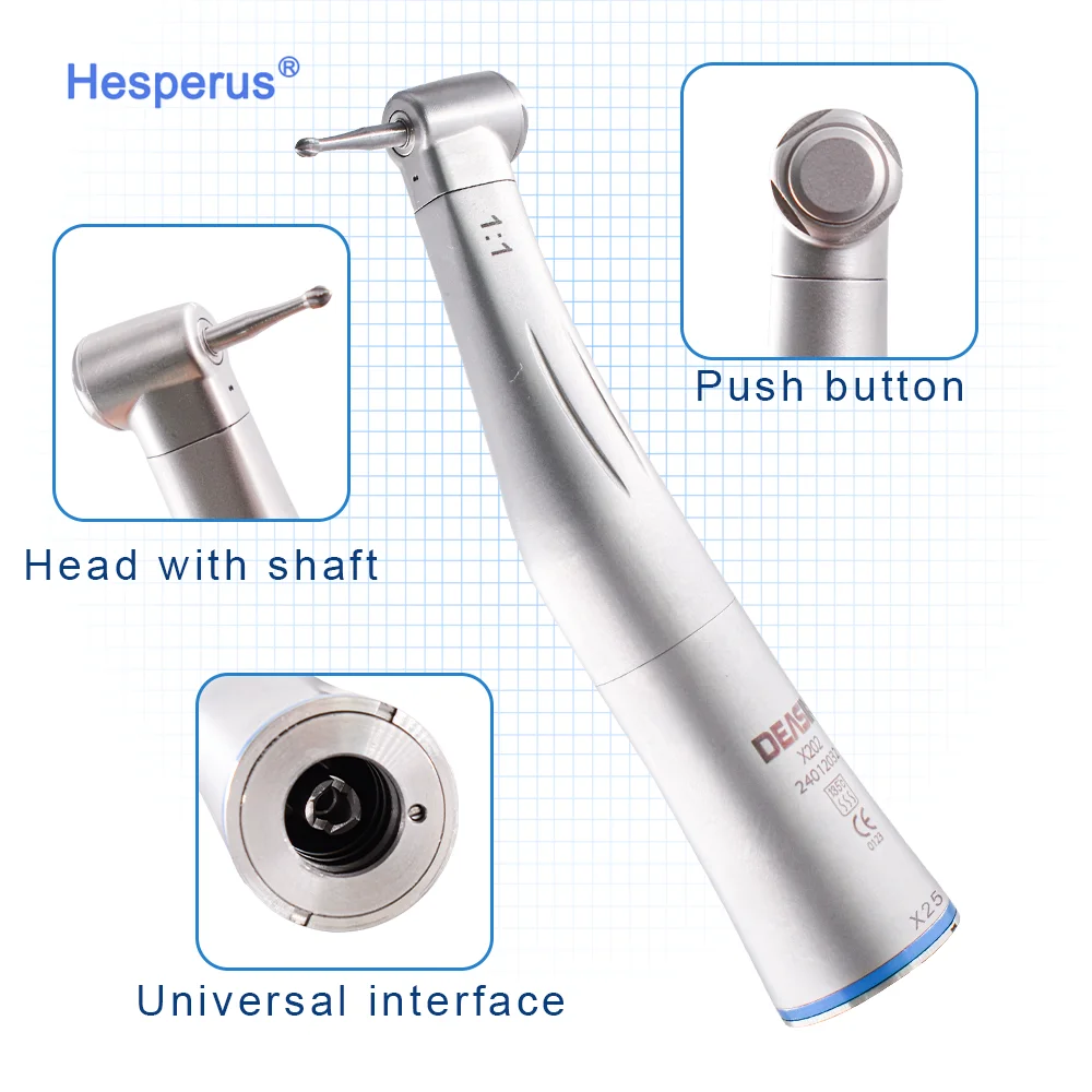 Den tal 1to 1 Handpiece Internal Water Spray X25 Contra Angle Push Button Chuck Blue Ring Low Speed Handpiece