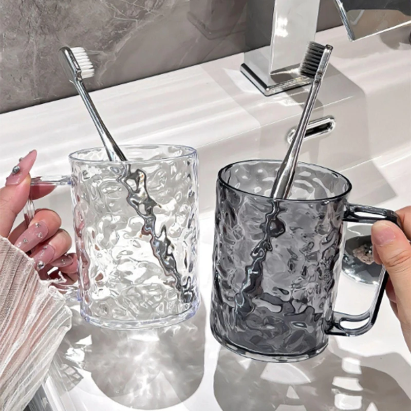 

Plastic Mouthwash Toothbrush Cup With Handle Home Bathroom Tumblers Portable Mug Transparent Toothbrush Holder