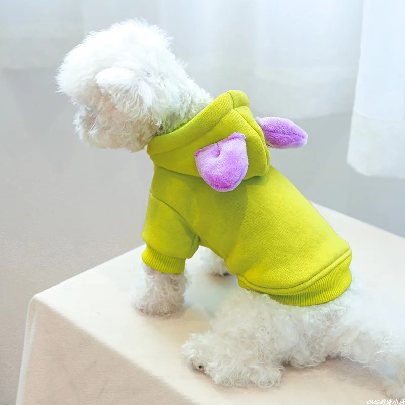 1PC Pet Clothes Cat Autumn/Winter Thickened Little Monster Green Coat Hooded Suitable for Small and Medium Dogs