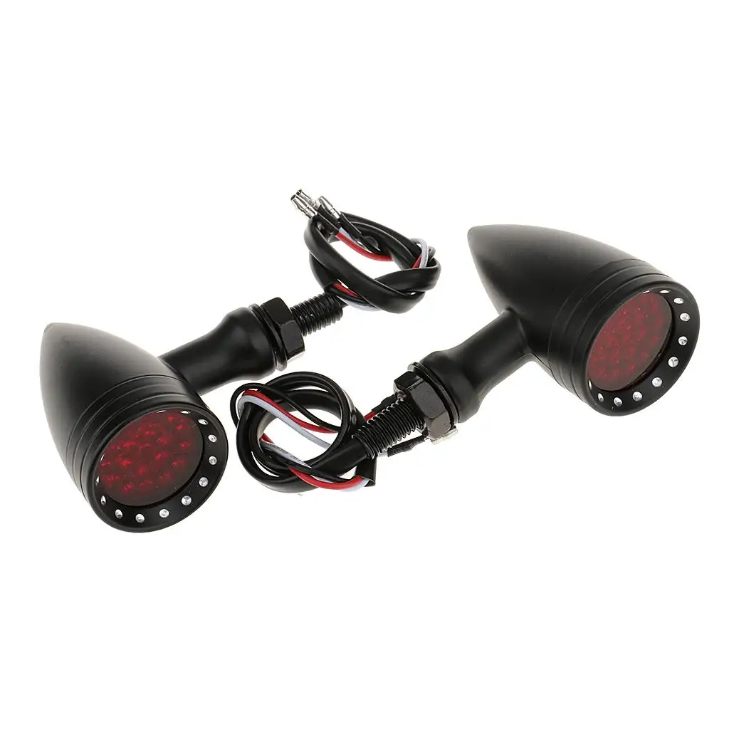 2 Piece 20-LED BrakeTurn Signal Tail Light for Motorcycle Black + Red #5