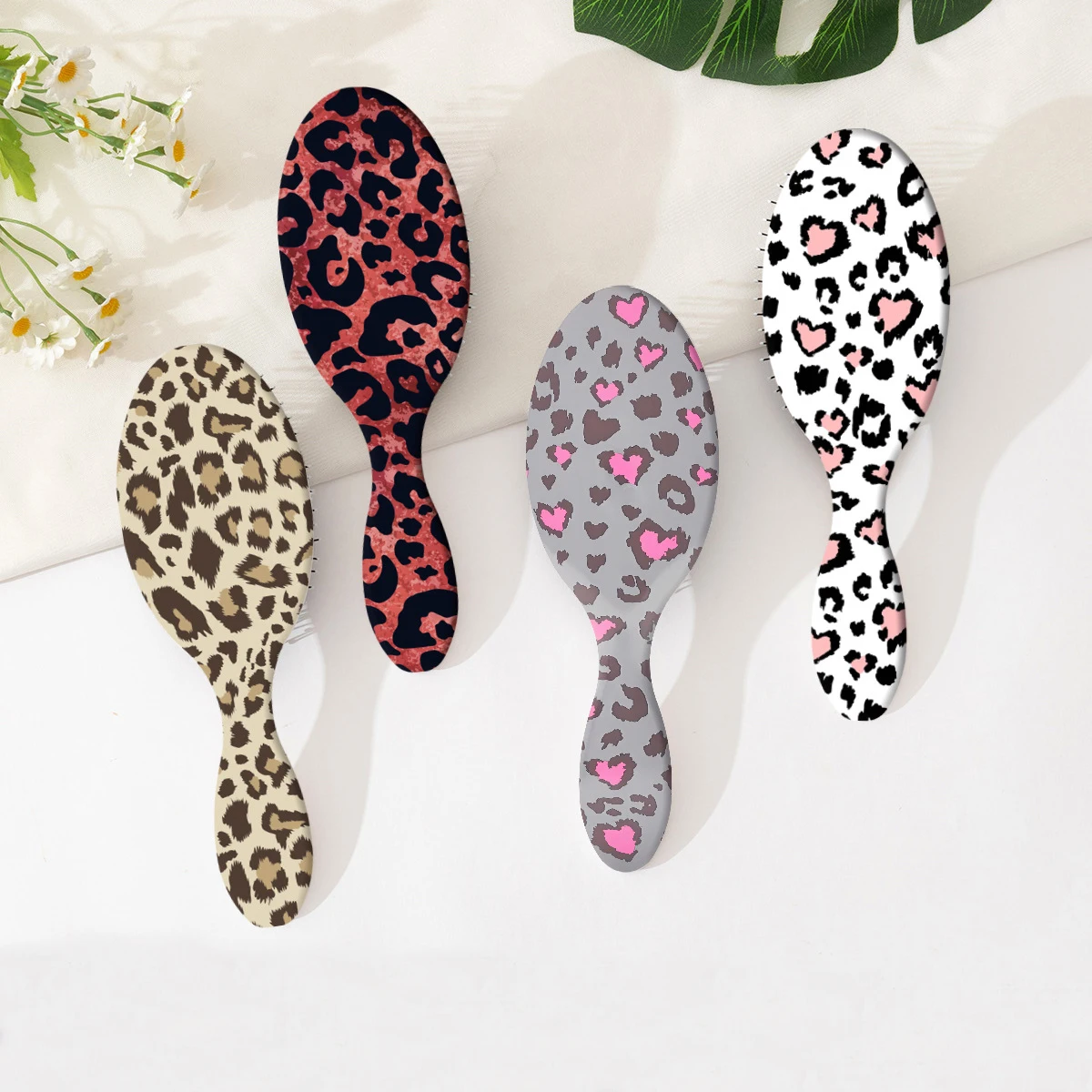 

1PC Oval Boar Nylon Leopard Hair Comb Mini Anti-static Hair Scalp Massage Comb Hairbrush Salon Hair Brush Styling Tool