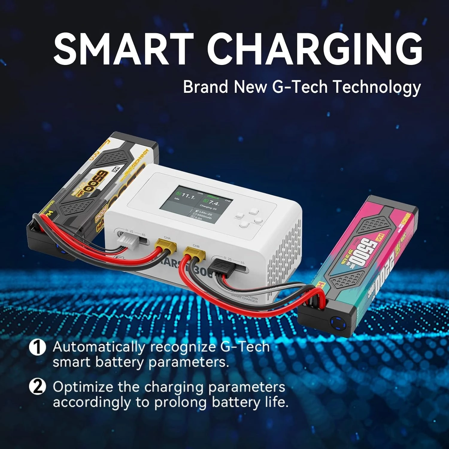 Battery Charger D300 Series Smart Dual Lipo Charger 16A AC 300W DC 700W Lipo Charge（White）Factory Direct Sales