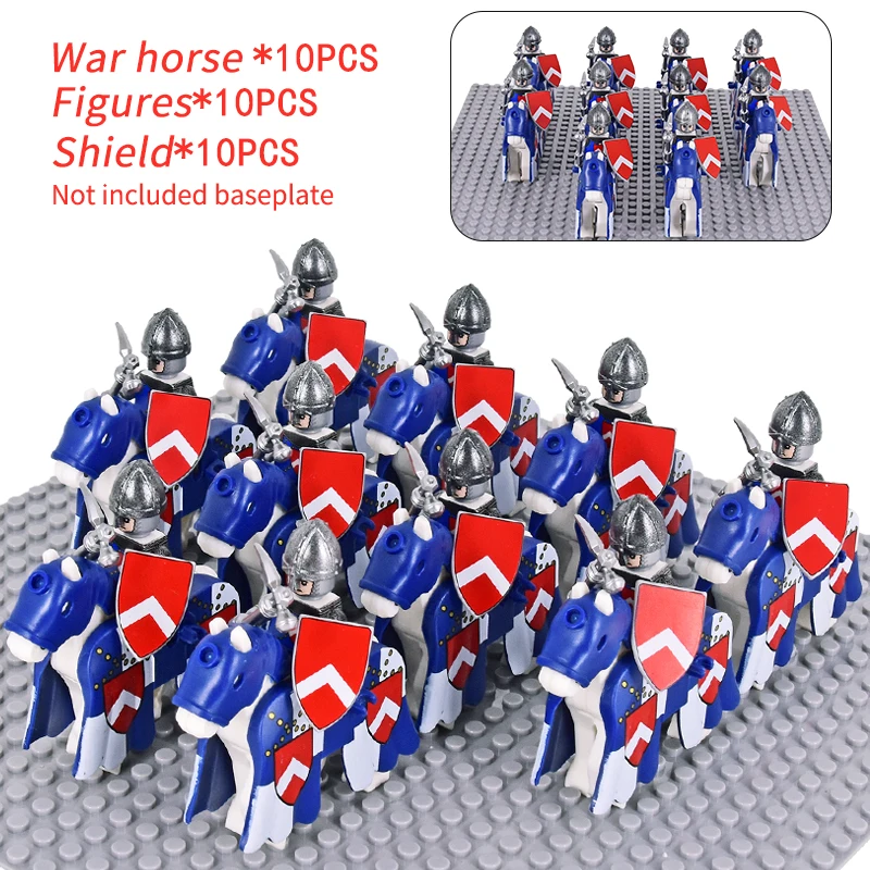 MOC Medieval Knights Wars of the Roses Kinghts Soldiers Shield War Horse WarHorse Action Figures Building Blocks Bricks kids Toy