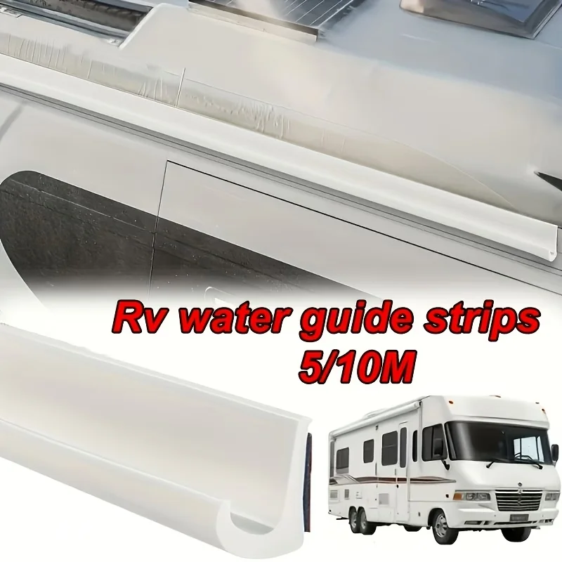 Self-Adhesive J-shaped RV Water Guide Strip, Durable Plastic Drip Rail for RV, Car & Truck Roof, Reduces Water Pooling view 5