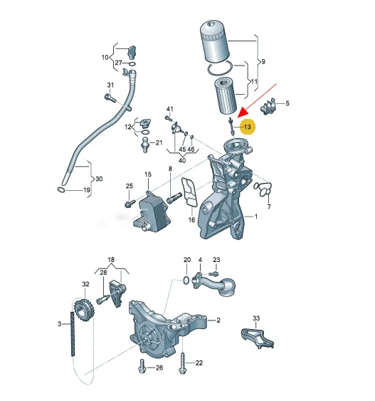 EA888 Oil Filter Rod Check Valve Oil Pressure Relief Valve For VW CC Tiguan For Audi 06L 115 678AA 06L 115 678 AD 06L 115 678Q