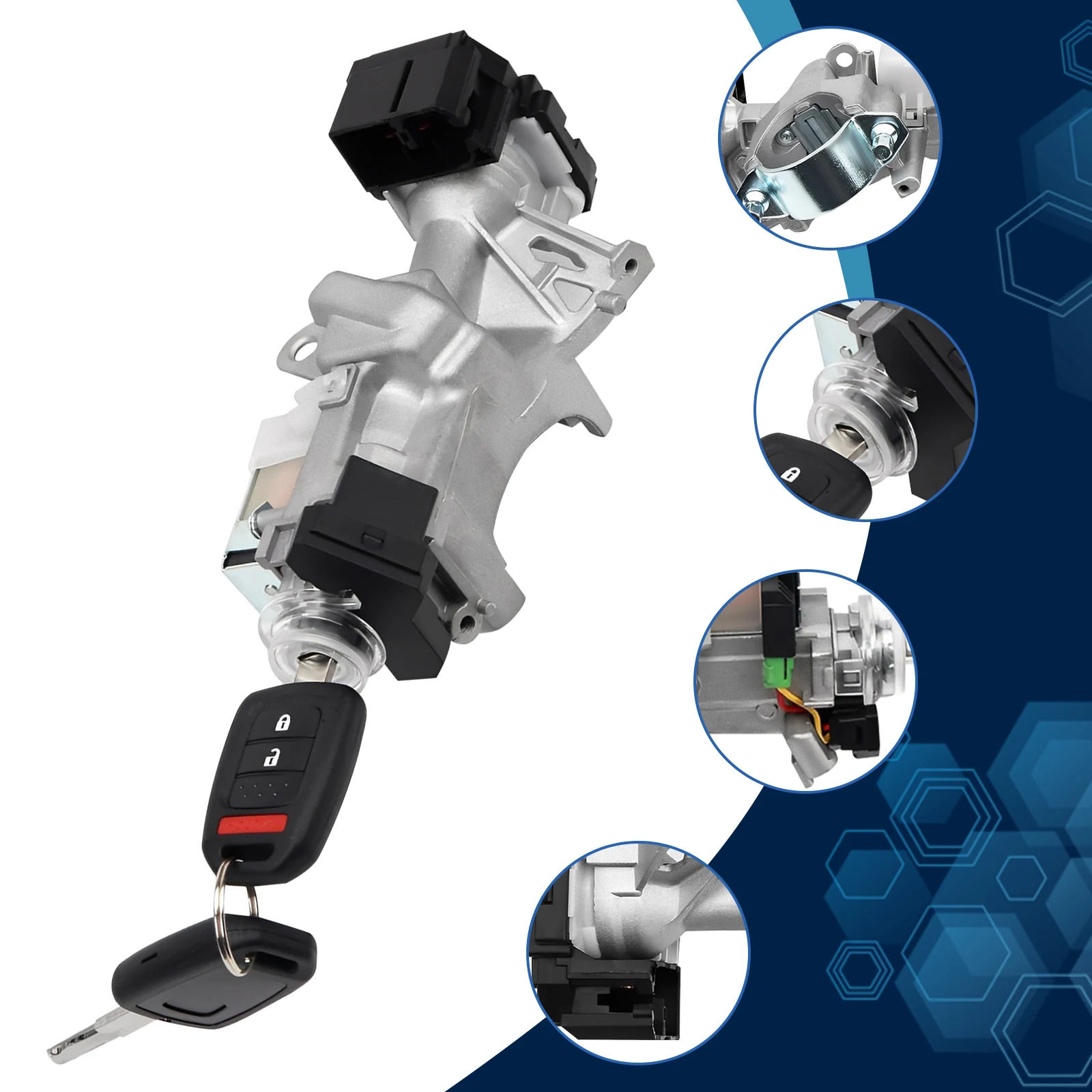 مفتاح اسطوانة قفل الإشعال، قفل الإشعال مع مفتاحين عن بعد لهوندا أكورد 2013 2014 2015 2016 2017 2.0L 2.4L 3.5L