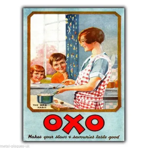OXO Vintage Old Retro Advert METAL WALL SIGN PLAQUE Pôster de cozinha impresso em 1928 a5-Alumínio