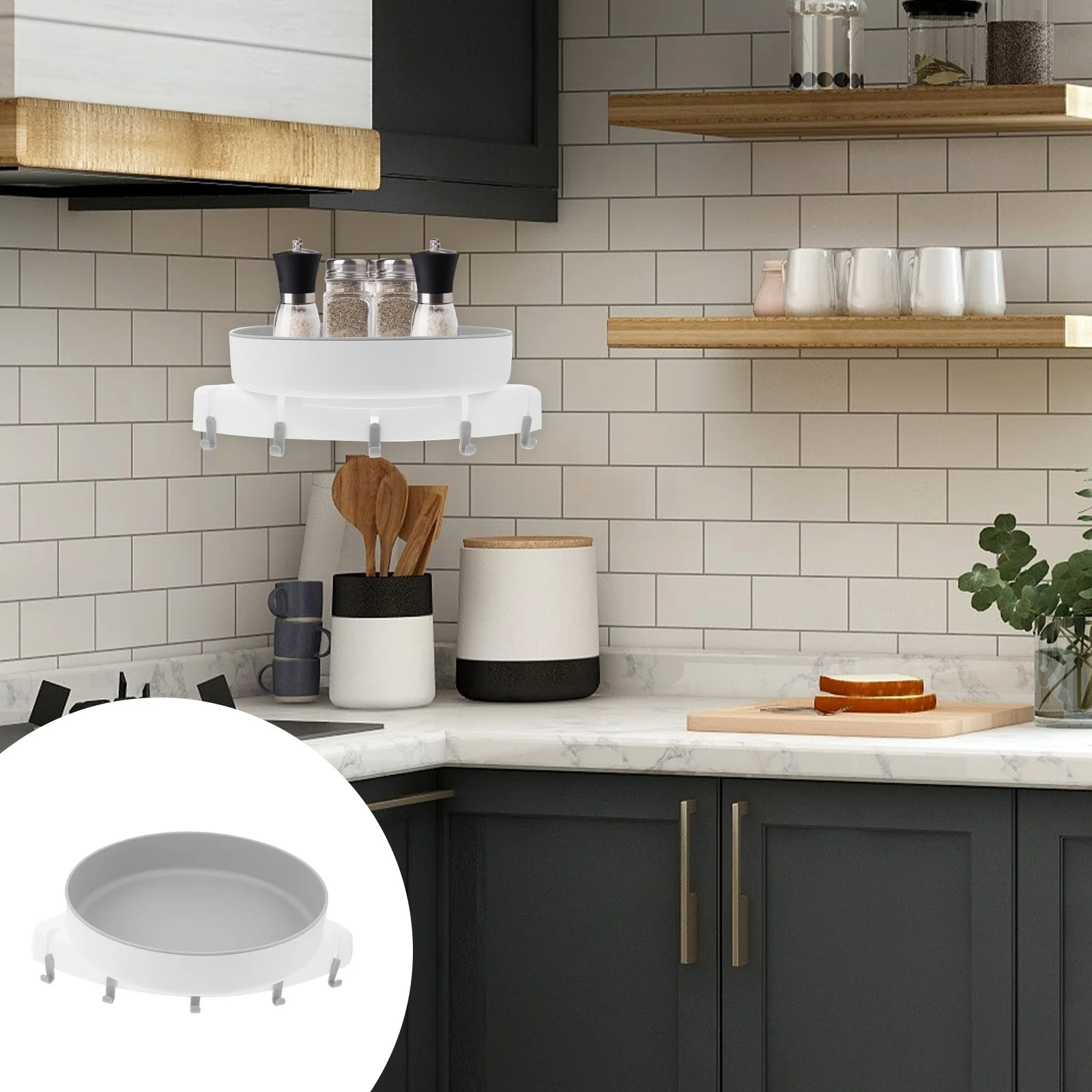 

1Pcs PP Material Rotating Storage Rack Kitchen Organizer Seasoning Jar Shelf Practical Tray for Bathroom and Kitchen