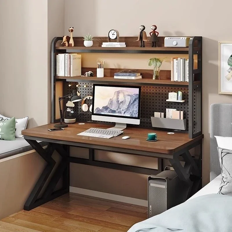 Desktop computer desk Home desk Bookshelf Integrated combination Small apartment hole board Learning
