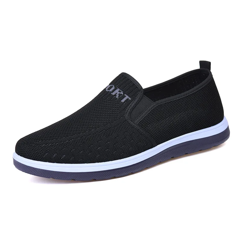 Men's Breathable Mesh Loafers Slip On Walking Shoes Lightweight Casual Knit Daily Driving Shoes For Elderly image 5