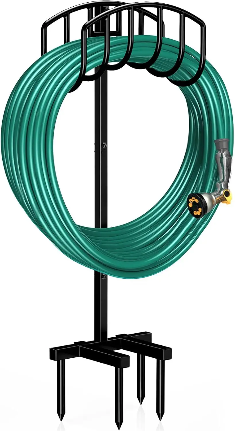 

Heavy Duty Metal Garden Hose Holder, Detachable Freestanding Storage Stand Rack for Outdoor Use in Black