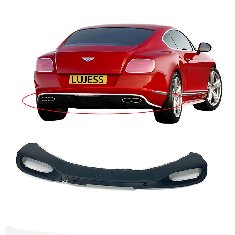 

Car Rear Bumper Lower Spoiler with Exhaust Throat Molding Holes Diffuser for Bentley Continental GT GTC 2014 2015 3W3807433H