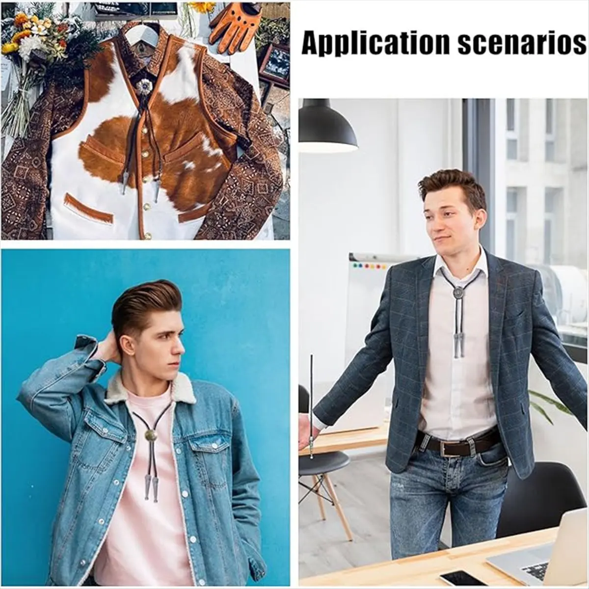 ABQR 12 قطعة مجموعة نتائج ربطة عنق بولو 8 قطعة أطراف ربطة عنق بولو بديلة قبعات نهاية و4 قطعة منزلق ربطة عنق بولو حديدية لصنع ربطة عنق بولو ذاتية الصنع C