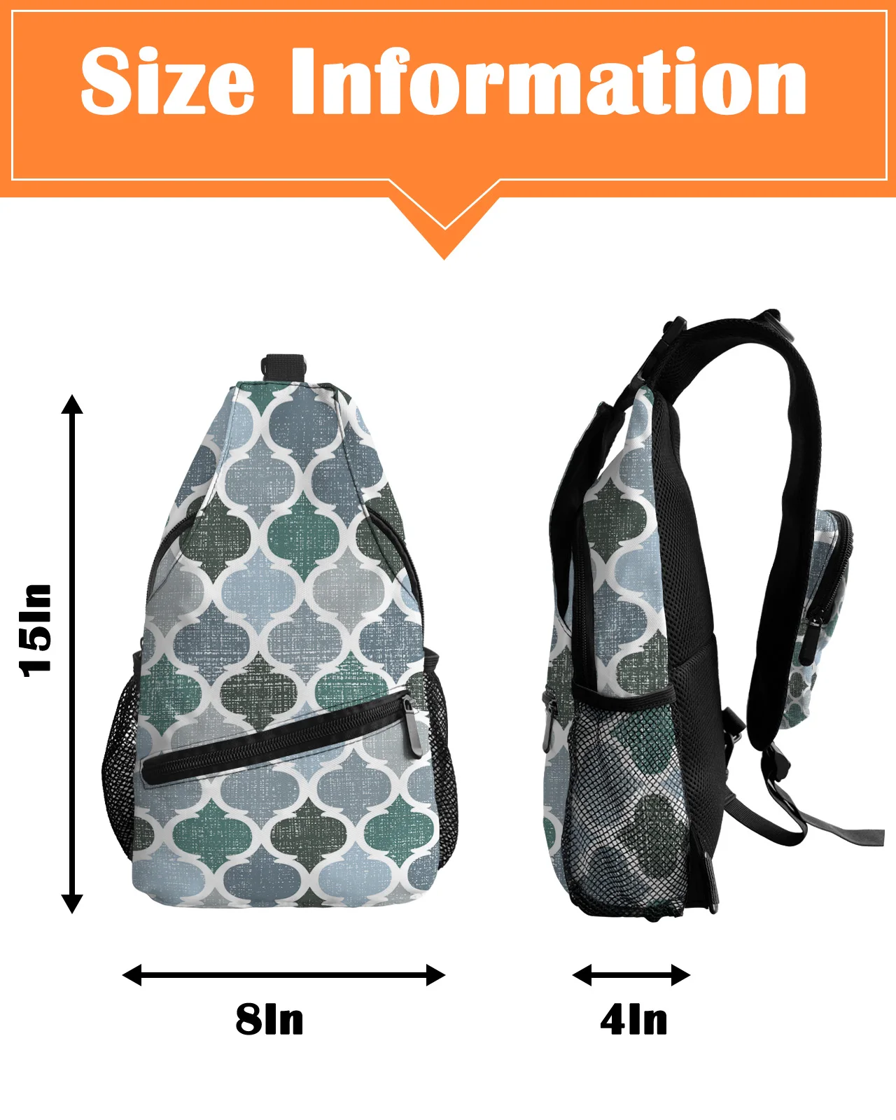 Bolsos de pecho Retro marroquí geométricos para mujeres y hombres, bolsos de mensajero impermeables, bolsos de viaje deportivos, bolso cruzado de un hombro, verde y gris