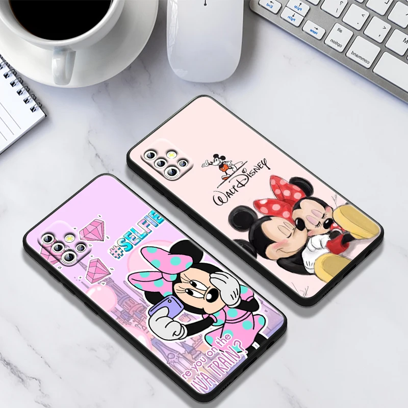 Pink Mickey Mouse For Samsung Galaxy A73 A54 A52S A72 A71 A52 A51 A22 A32 A21S 4G 5G Silicone Soft Black Phone Case