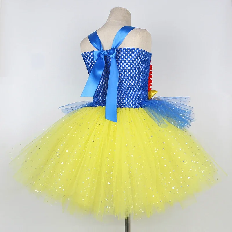 Sparkly Snow White Princess Dresses for Girls Christmas Halloween Twinkle Costumes for Kids Birthday Party Ballet Tutus Outf@0Z*