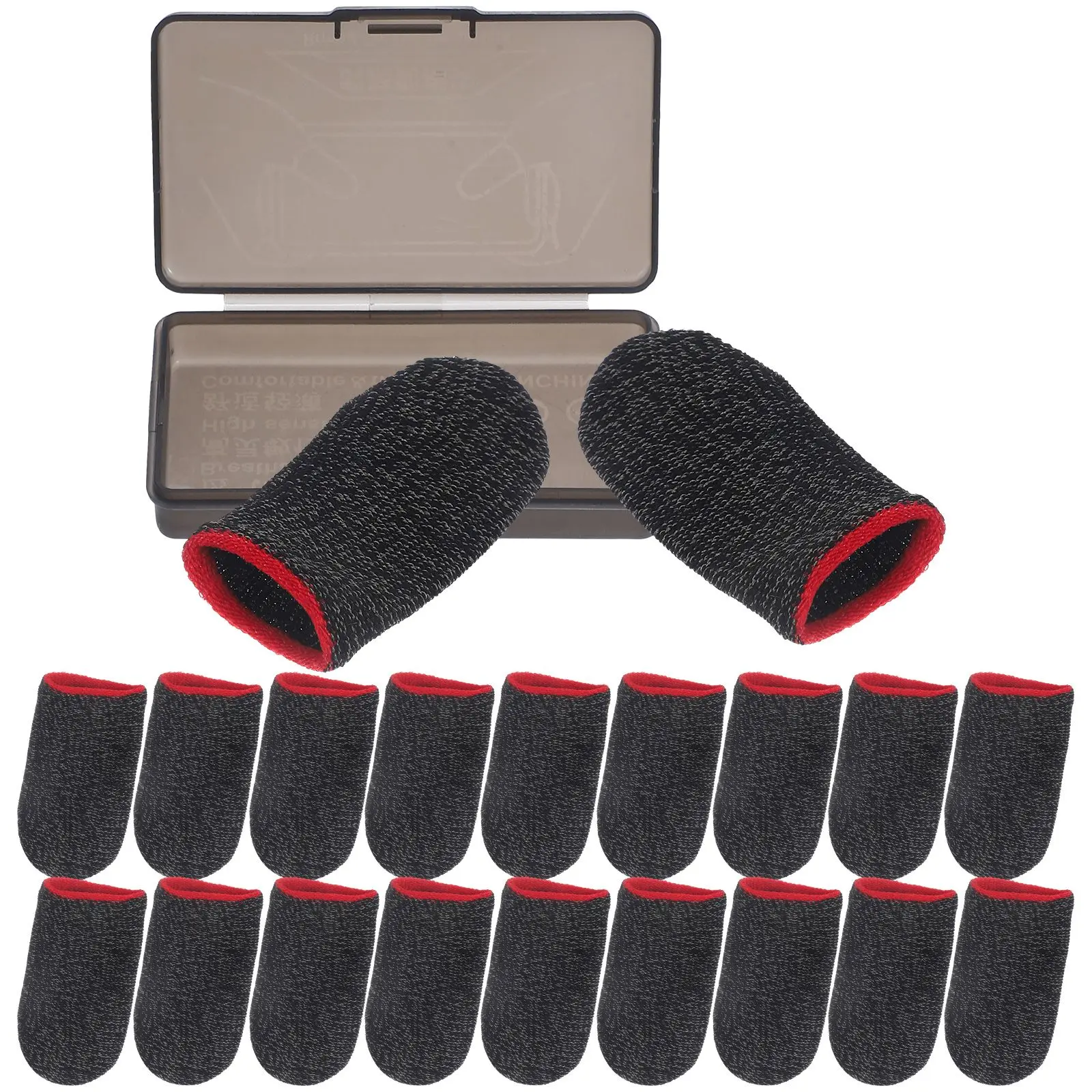 30pcs Gaming Finger Sleeves Anti sweat Thumb Protectors Carbon Fiber Blue Yellow Black No Slip Design Fits Most Sizes
