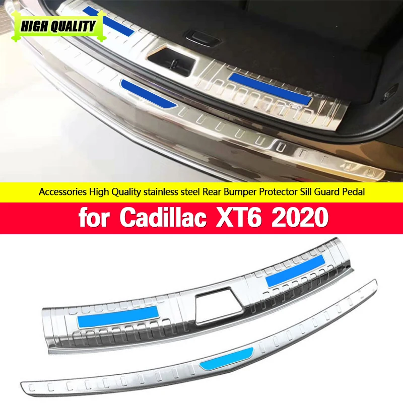 

For Cadillac XT6 2019 2020 Stainless Steel Rear Bumper Internal External Protector Sill Trunk Tread Plate Trim Car Styling