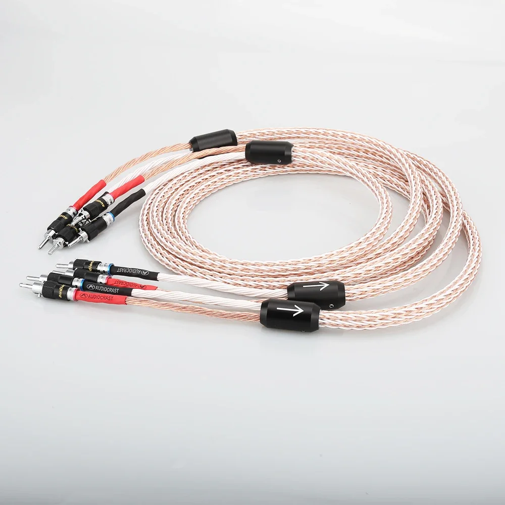 คู่ Audiocrast HiFi สายลําโพงสายลําโพงโรเดียมชุบกล้วยปลั๊ก 10AWG (OFC) สายลําโพง