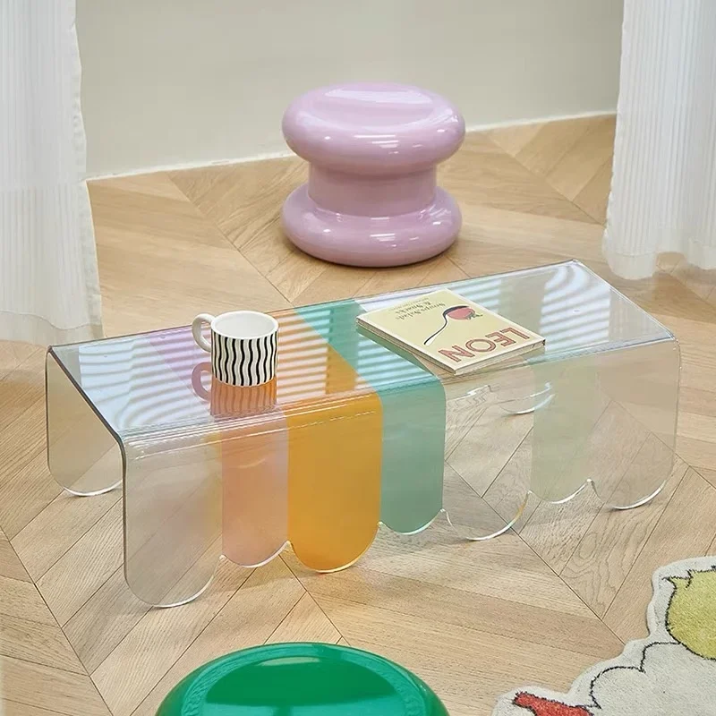 Ins style rainbow creative acrylic coffee table living room transparent living room sofa side table