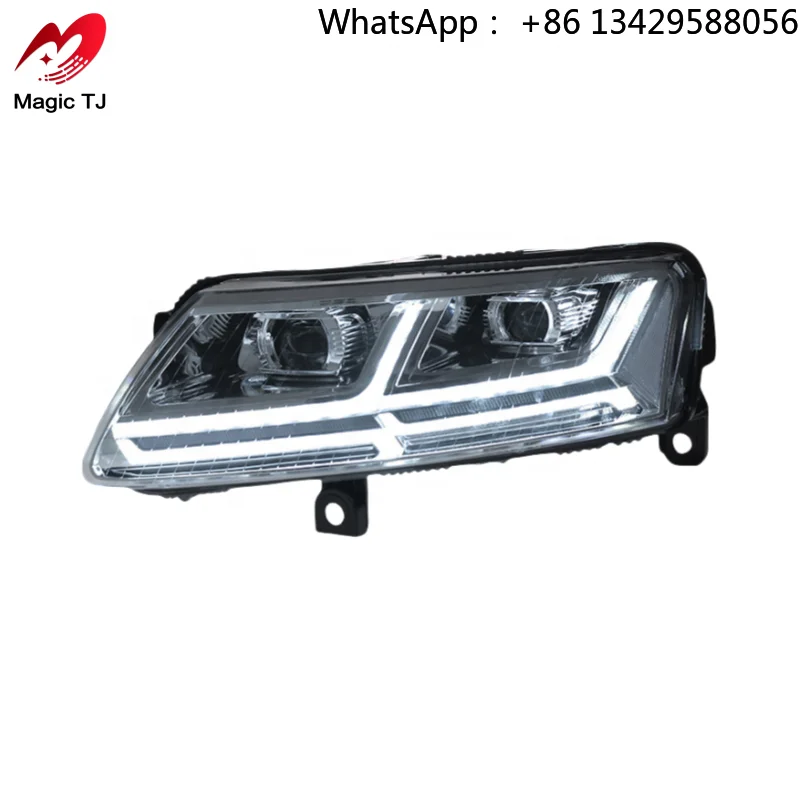 Plug Play Full LED Headlight Assembly for Audi A6 C6 2005-2011 Daytime Running Lights Upgrade High Brightness 6000k Q7 Style