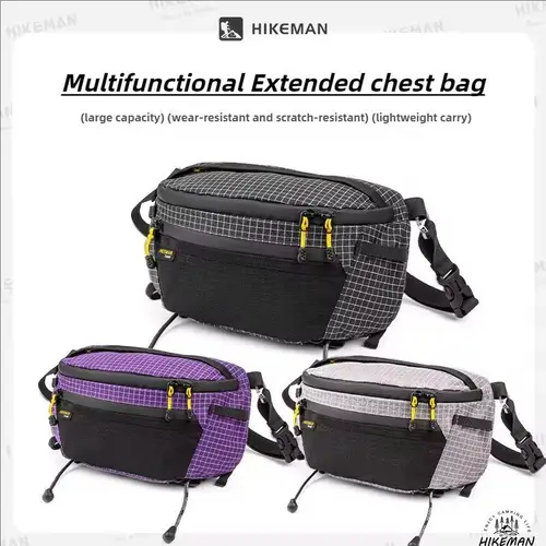 Imagen 1 del producto Hikeman-Bolsa de pecho multifuncional para exteriores, bolsa impermeable para deportes de ciclismo Dyneema, bandolera ajustable de gran capacidad para viaje
