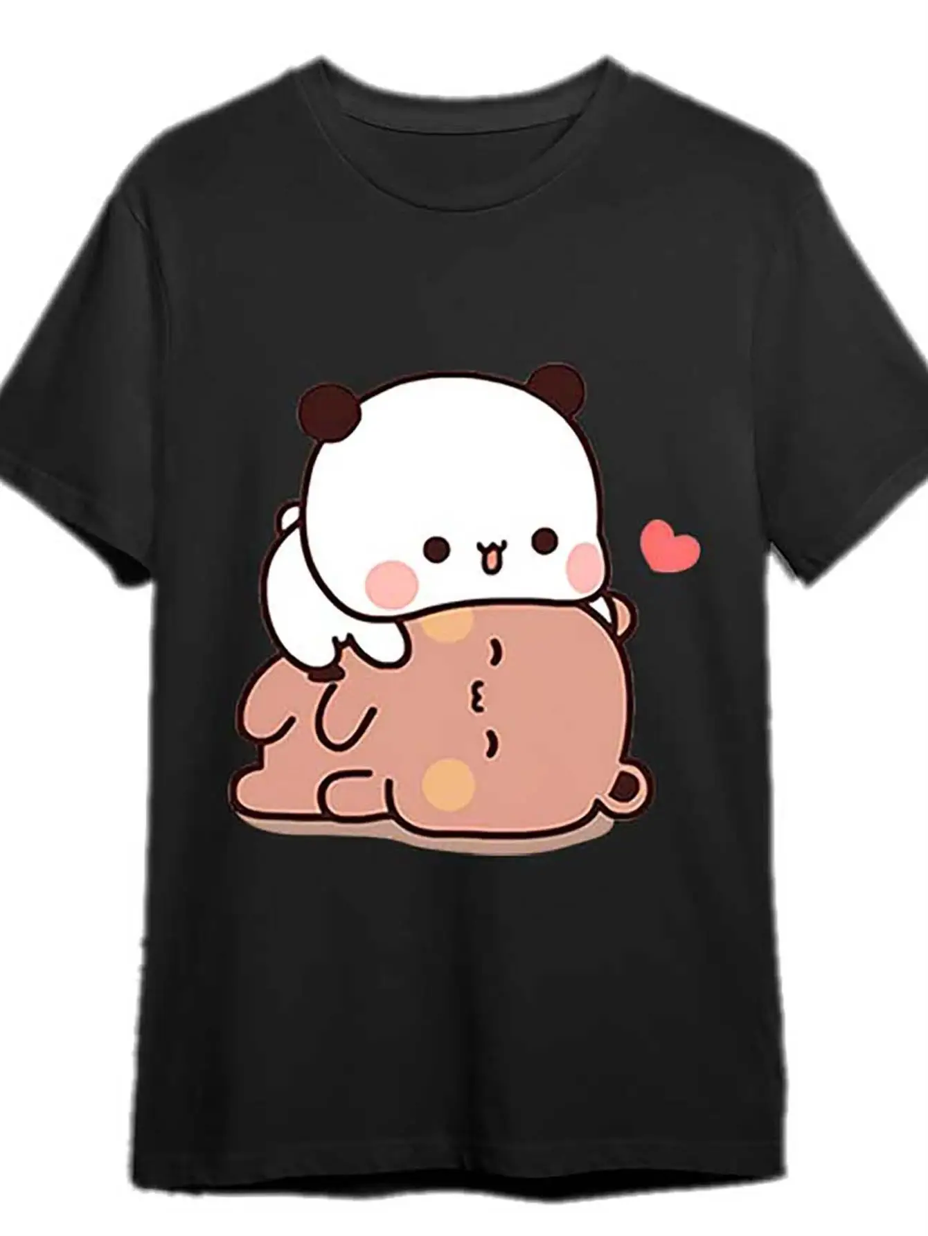 

Мужская и женская повседневная футболка с коротким рукавом Panda Bear Hug Bubu Dudu — мягкая дышащая графика с милой пандой и сердечком