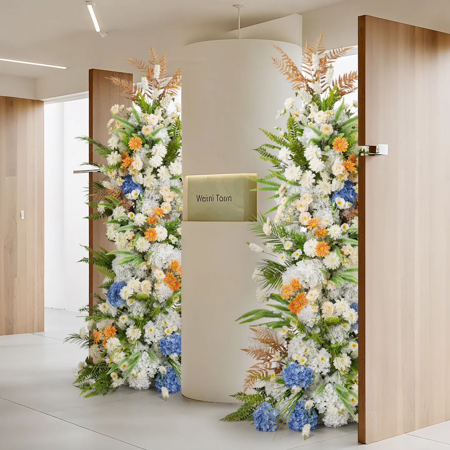 LMM wedding decoration white and green floral custom interior photography fake flower background arrangement combination