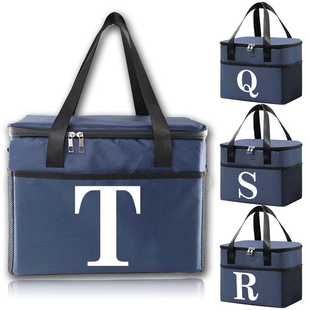 

Cooler bag Portable Thermal Box Lunch tote Bag Waterproof Office Cooler Lunchbox Picnic Bags Unisex printing White letter series