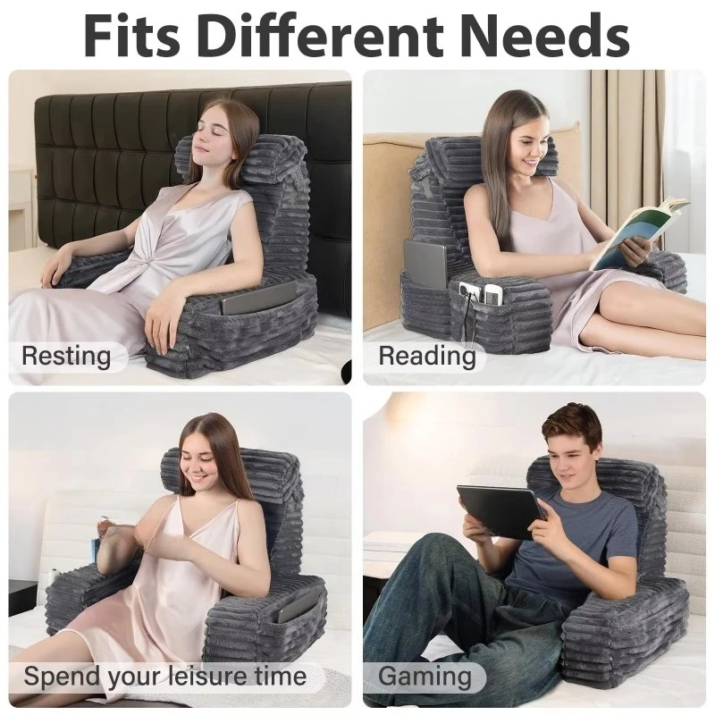 Adult bed reading pillow fabric cross-border sponge pad compressible backrest neck and waist support multi-purpose simple type