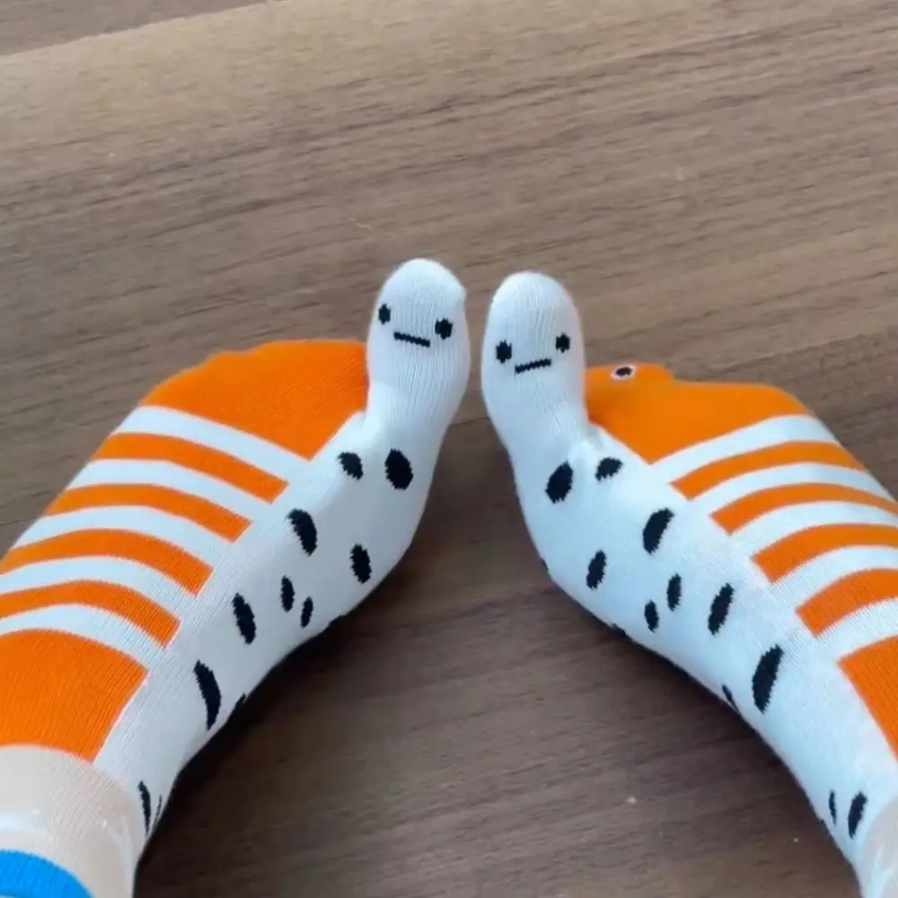 Cute Deep-sea Animals Funny Fish Tube Socks Shark Flower Eel Two Toe Socks Stripe Dot Hosiery Toe Mid Calf Sock Gift