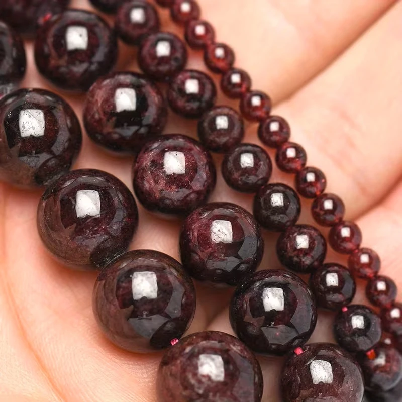 4/6/8/10/12mm Natural Red Garnet Stone Beads Round Loose Spacer Bead For Jewelry Making DIY Bracelet Necklace Charms Accessories